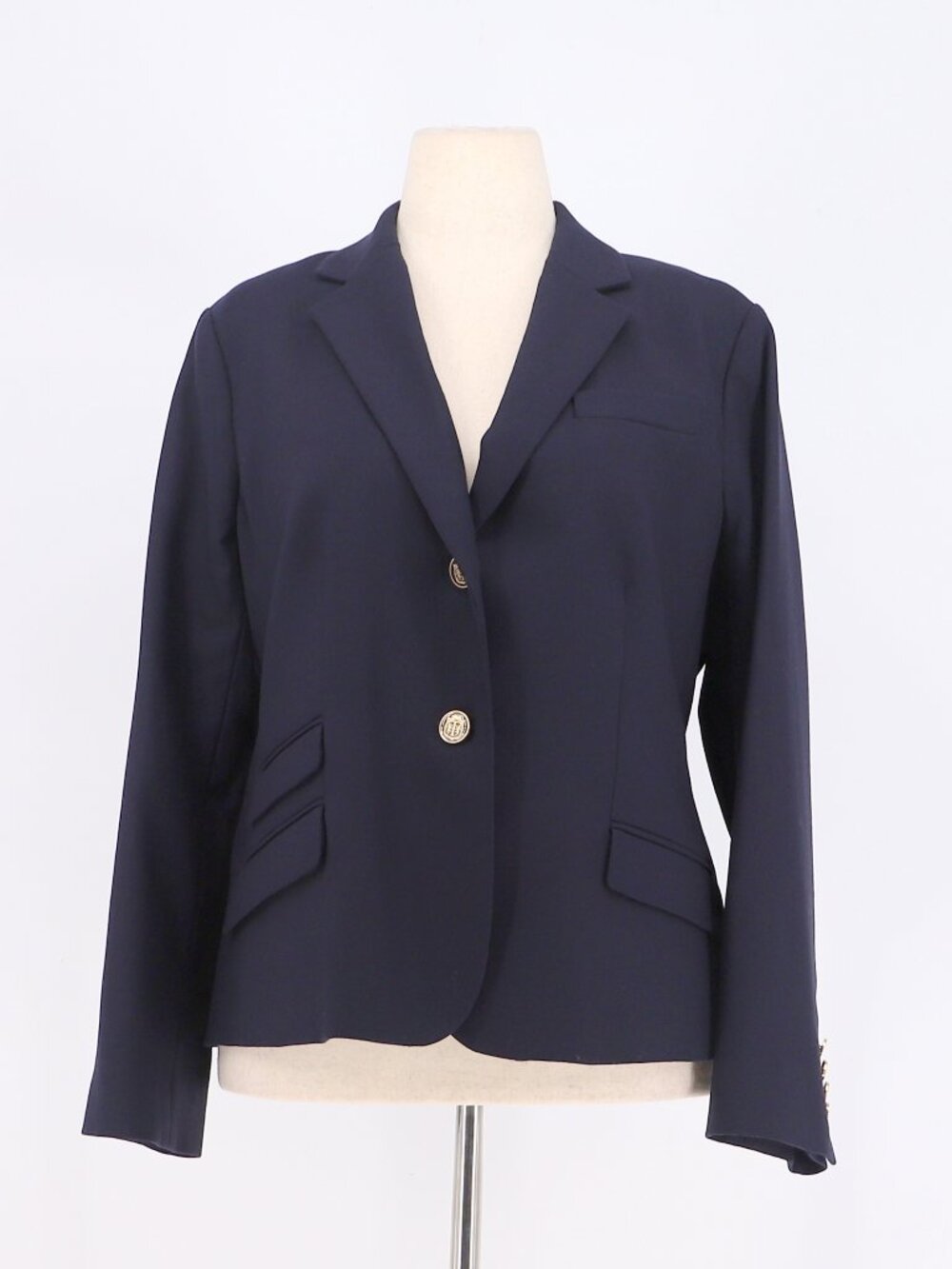 TALBOTS Wool Gold Button Blazer in Navy Size 14